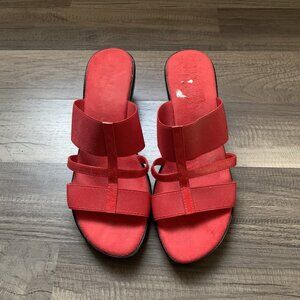 Italian Shoemakers Red Black Wedge Sandals ah Strap Made in Italy Size 8M